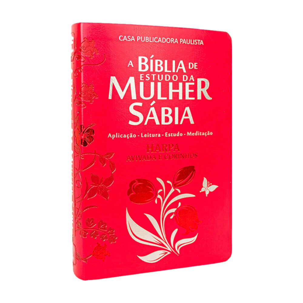 Bíblia De Estudo Da Mulher Sábia ARC Com Harpa e Corinhos Full Color - Capa Tulipa Vermelha